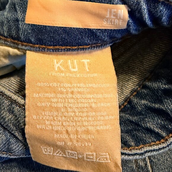 Kut from the Kloth Jen Denim Midi Skirt Raw Hem Size 6 - Picture 9 of 11